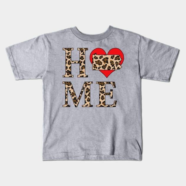 Pennsylvania Home Leopard Print Kids T-Shirt by SunburstGeo